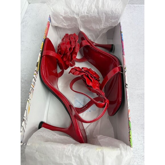 NIB Jeffrey Campbell Flower Power‎ Heels Red Patent Leather Ankle Strap Sz 40 - Picture 3 of 10